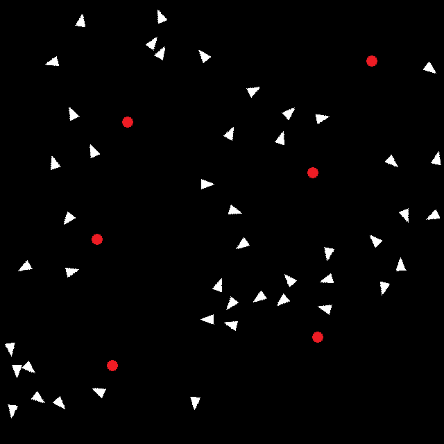 Screenshot of my implementation of the flocking algorithm